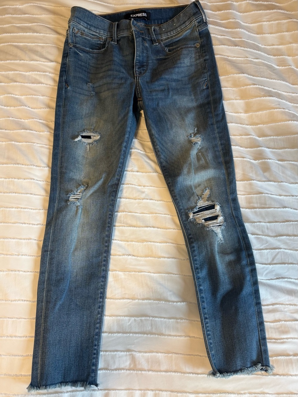 Express Distressed Blue Skinny Jeans- Size 4s